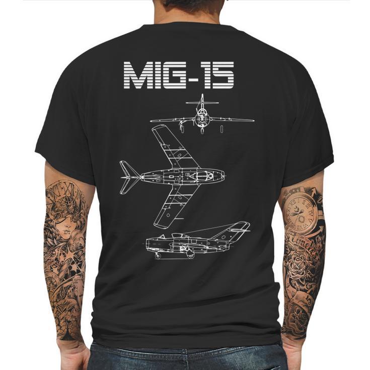 Mig-15 Soviet Plane Warbird Blueprint Schematics Diagram Mens Back Print T-shirt