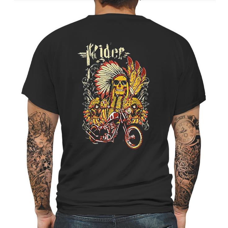 Motorcycle Indian Rider Mens Back Print T-shirt