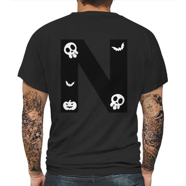 N Name Character Skullcap Pumpkin Dracula Halloween Quote Mens Back Print T-shirt