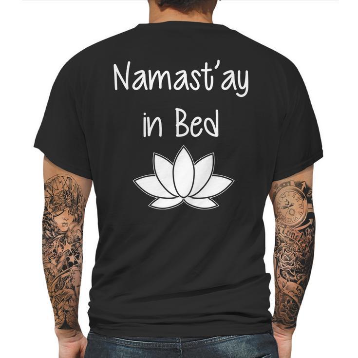 Namastay In Bed Mens Back Print T-shirt