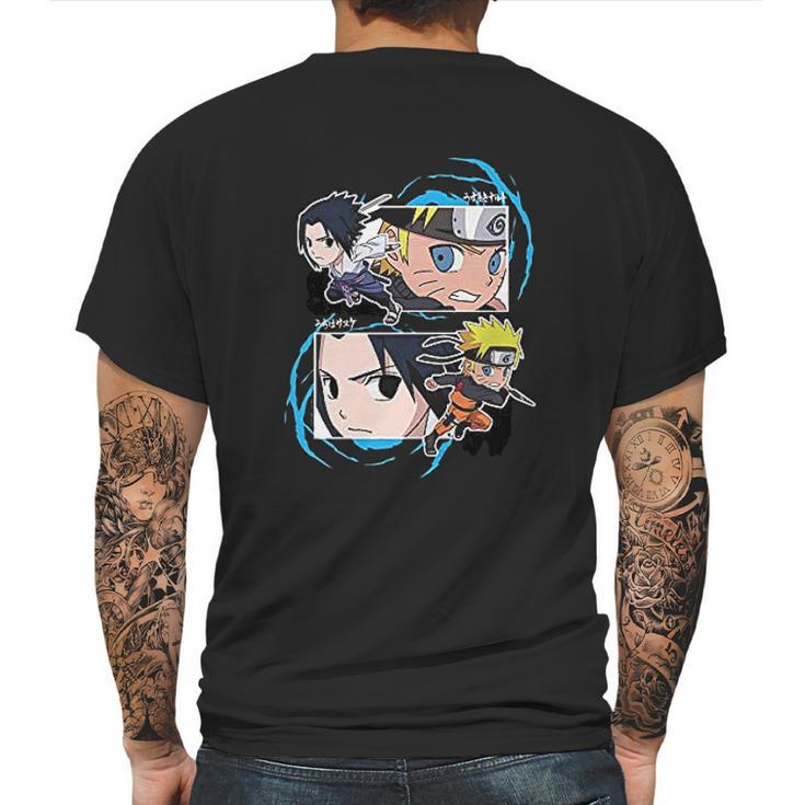 Naruto Shippuden Naruto And Sasuke Sd Fight Frames Mens Back Print T-shirt