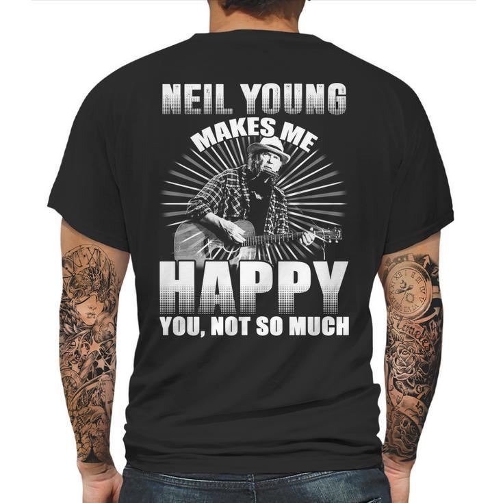 Neil Young Makes Me Happy You Not So Much T Shirt Long Sleeve Hoodie Sweatshirt Mens Back Print T-shirt