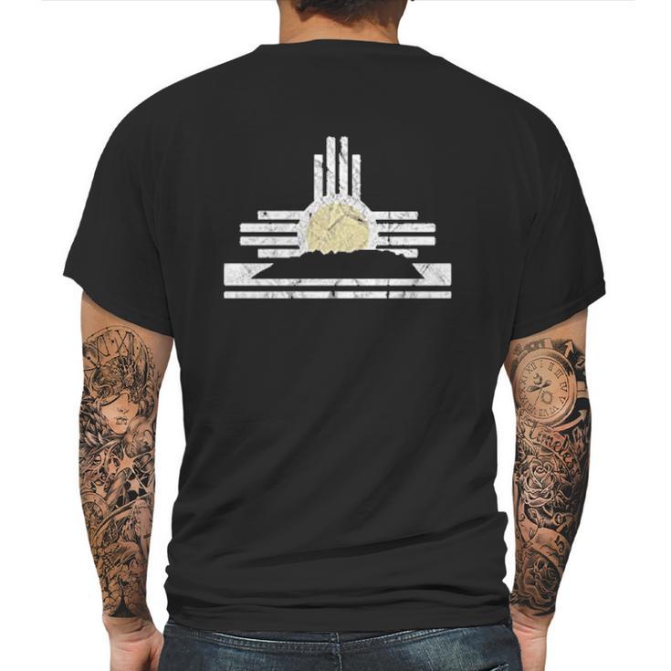 New Mexico Sandia Mountain Skyline And Zia Symbol Mens Back Print T-shirt