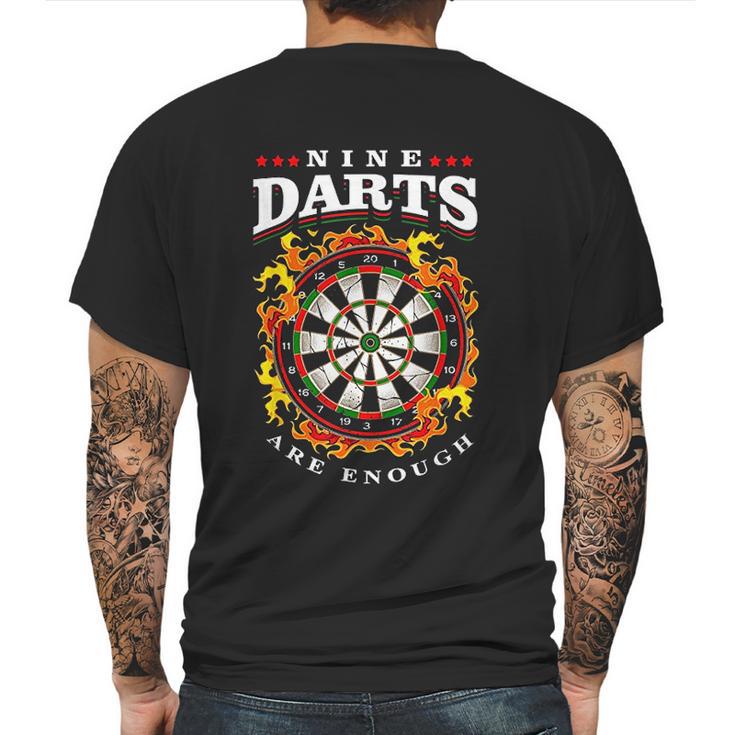 Nine Darts Are Enough Dartboard In Flames Mens Back Print T-shirt