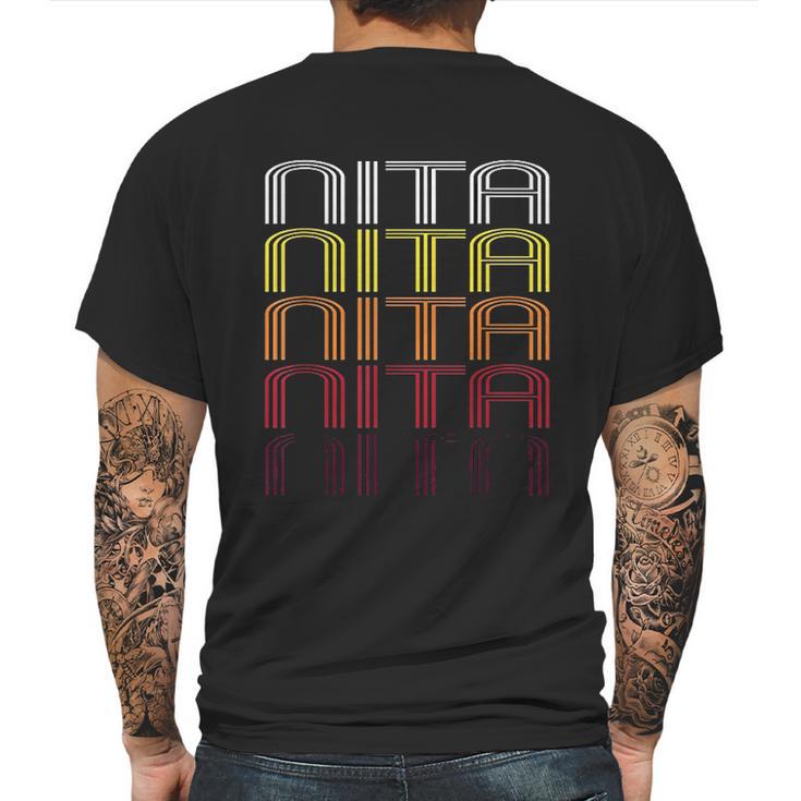 Nita Retro Wordmark Pattern Vintage Style Mens Back Print T-shirt