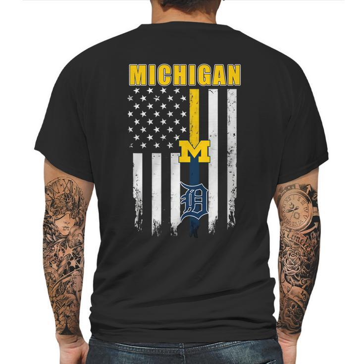 Official Michigan Michigan Wolverines Detroit Tigers American Flag Shirt Mens Back Print T-shirt
