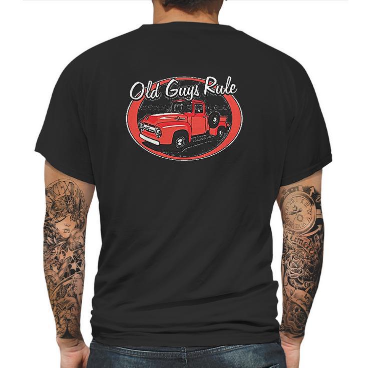 Old Guys RuleShirt For Men | Red Truck | Charcoal Mens Back Print T-shirt