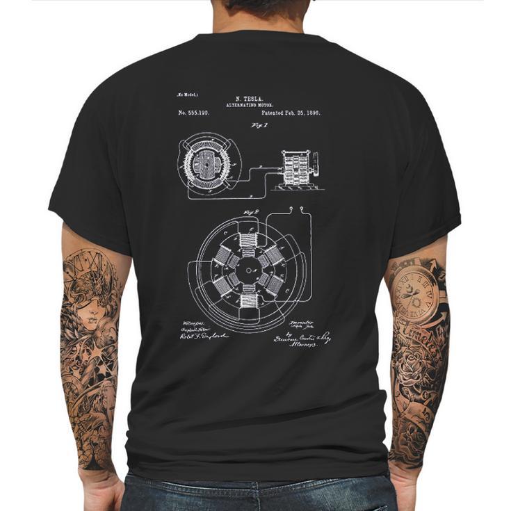 Patent Earth Tesla Alternating Motor  Engineering Student Tesla Inventions Mens Back Print T-shirt