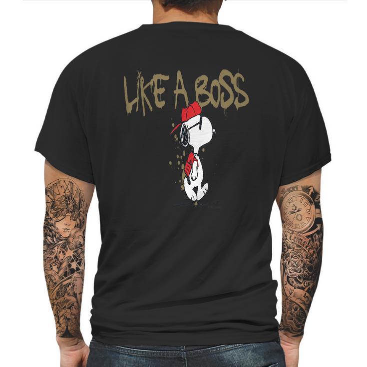 Peanuts Snoopy Like A Boss Mens Back Print T-shirt