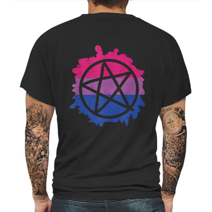 Pentagram Satanic Goth Lgbtq Bisexual Flag Gay Pride Ally Bi Mens Back Print T-shirt