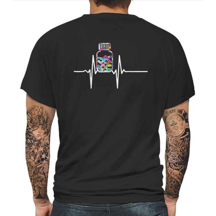 Pharmacist Gift Chemist Pharmacy Heartbeats Meds Mens Back Print T-shirt