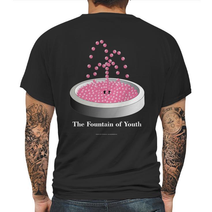 Pickleball Fountain Pink Mens Back Print T-shirt