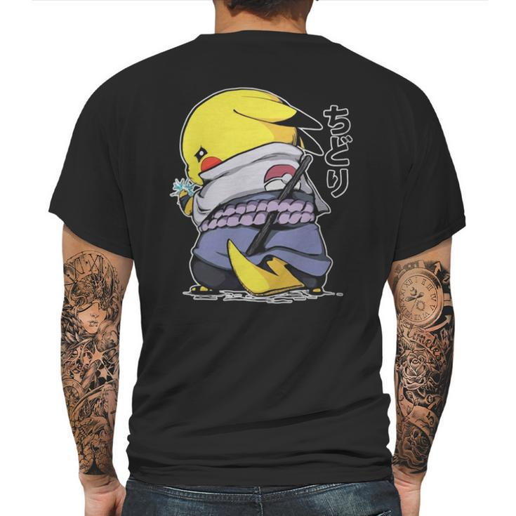 Pikachu Sasuke Naruto Chidori Mens Back Print T-shirt