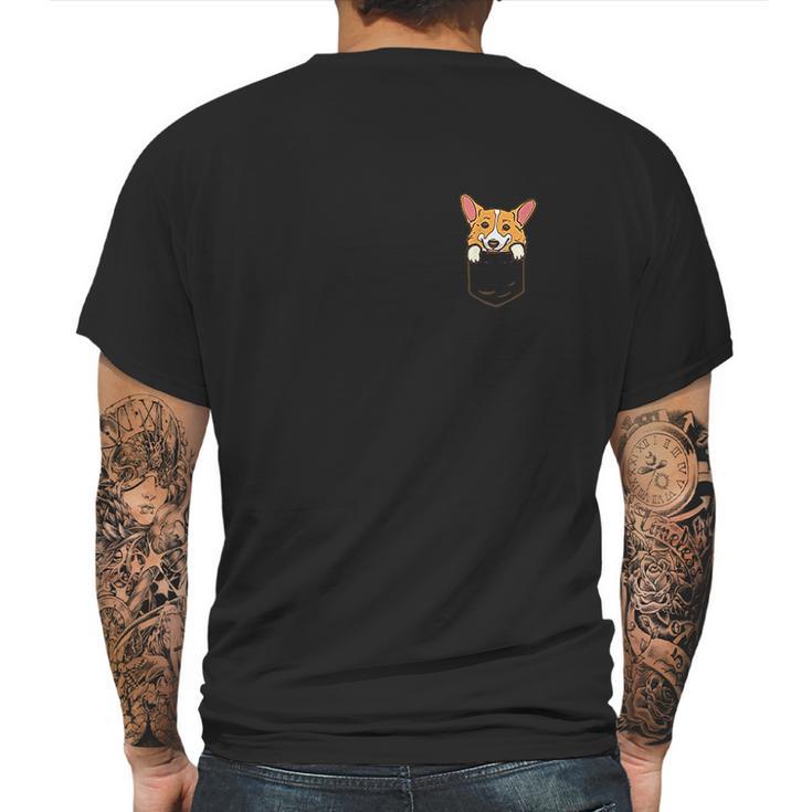 Pocket Welsh Corgi Cute Puppy Face Dog Lover Pet Owner Gift Mens Back Print T-shirt