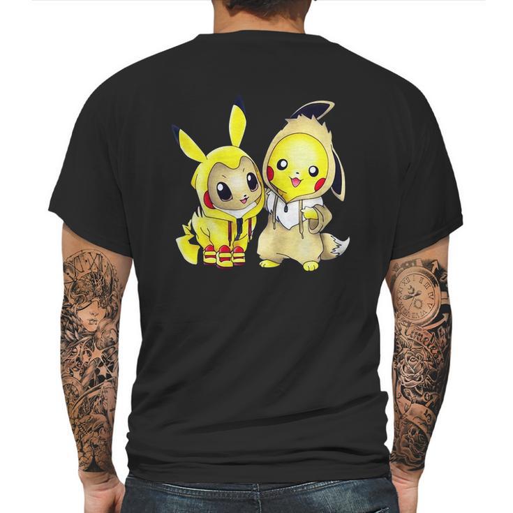 Pokemon Eevee And Pikachu Mens Back Print T-shirt