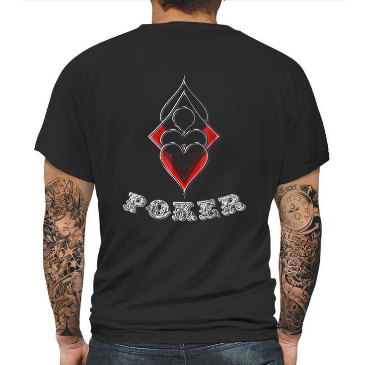 Poker  Spades Hearts Diamonds Club Shiny Bling Overlap Mens Back Print T-shirt