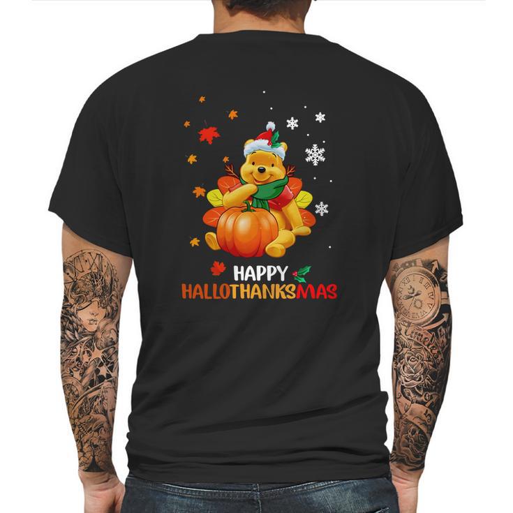 Pooh Bear Happy Hallothanksmas Mens Back Print T-shirt