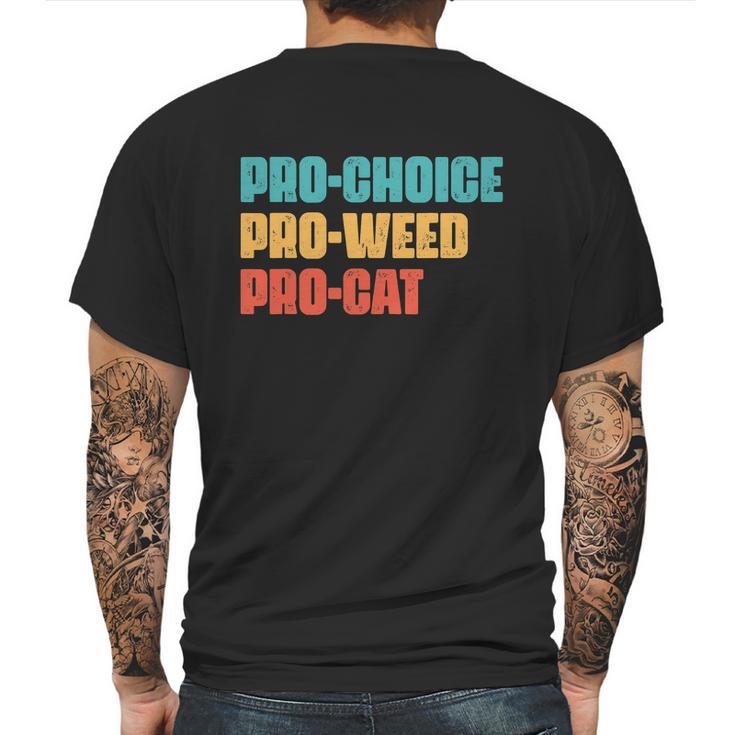 Pro Choice Pro Weed Pro Cat Retro Vintage Mens Back Print T-shirt