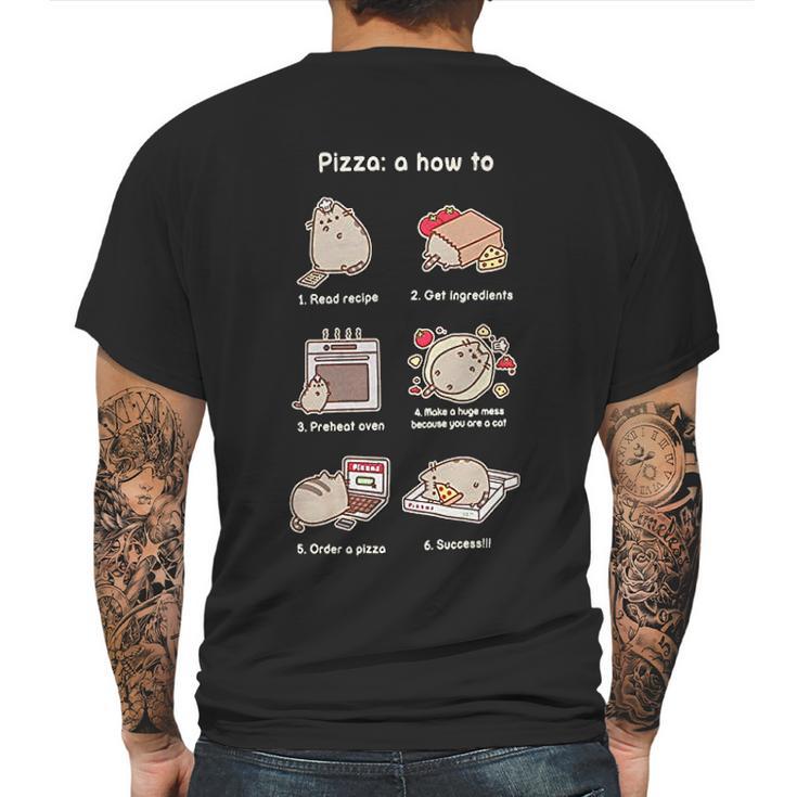 Pusheen Pizza A How-To Junior Mens Back Print T-shirt