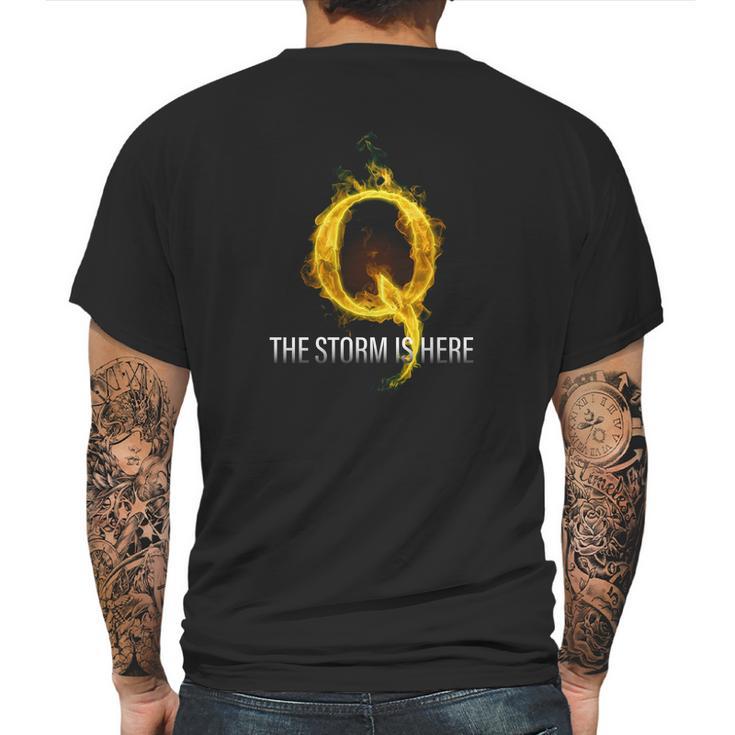 Q Anon T-Shirt The Storm Is Here Mens Back Print T-shirt