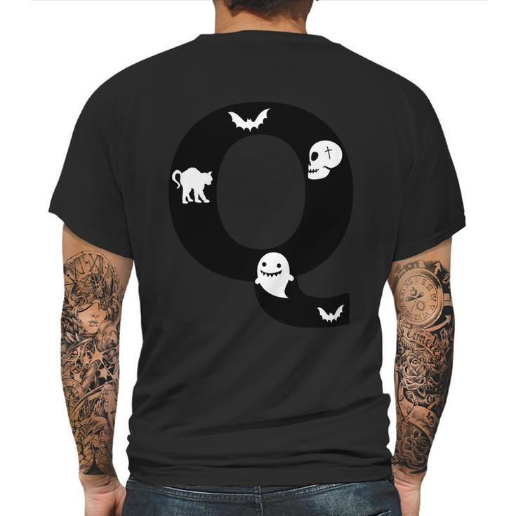 Q Name Character Dracula Ghost Boo Halloween Quote Mens Back Print T-shirt