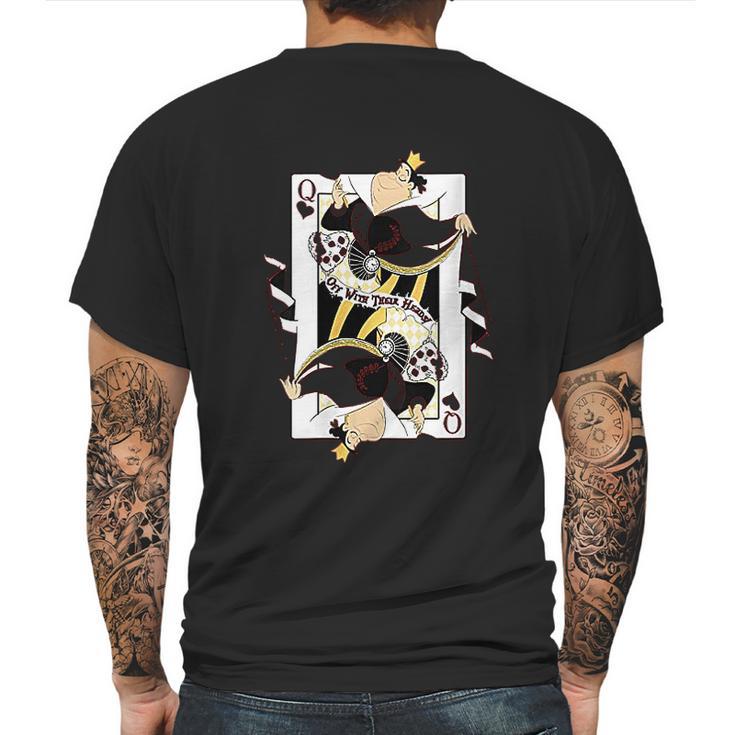 Queen Of Hearts Playing Card Mens Back Print T-shirt