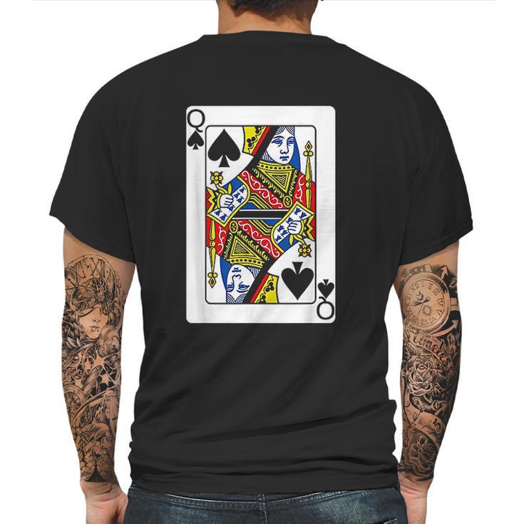 Queen Of Spades Playing Card Mens Back Print T-shirt