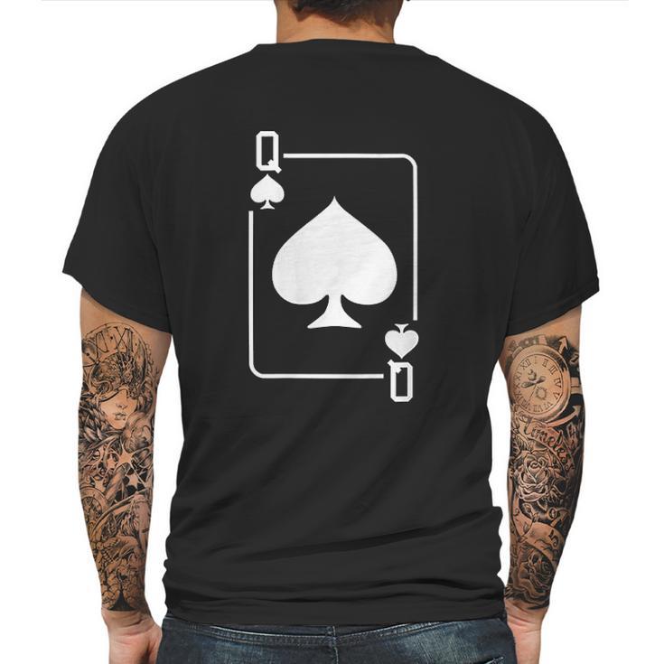 Queen Of Spades Playing Card Mens Back Print T-shirt