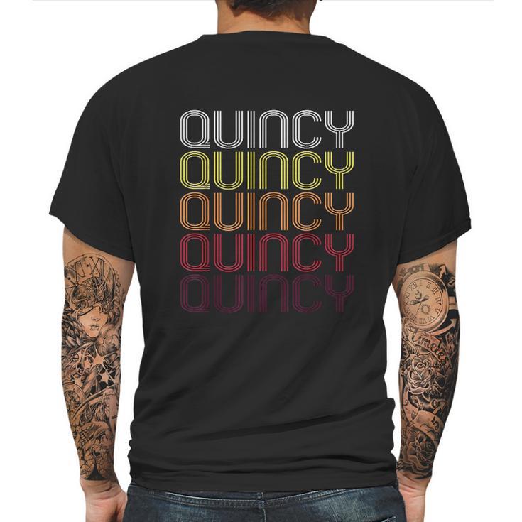 Quincy Ma Vintage Style Massachusetts Mens Back Print T-shirt