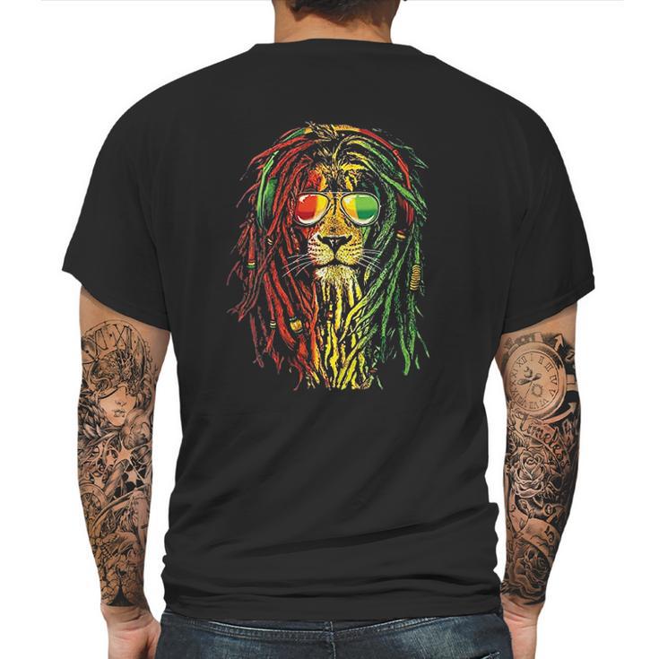 Rasta Reggae Lion Sunglass Art Gift For Rastafarian Lover Mens Back Print T-shirt