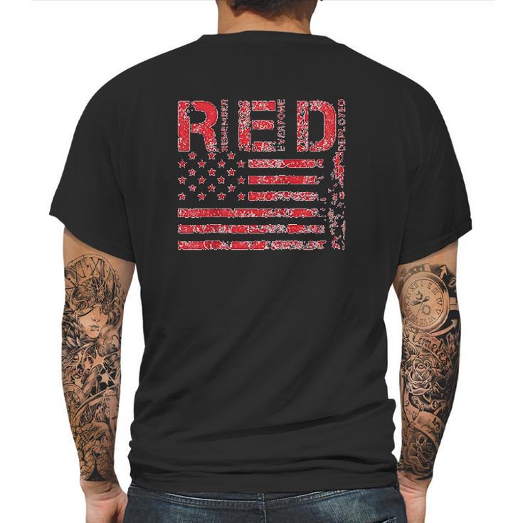 Red Fridays Remember Everyone Deployed American Flag Mens Back Print T-shirt