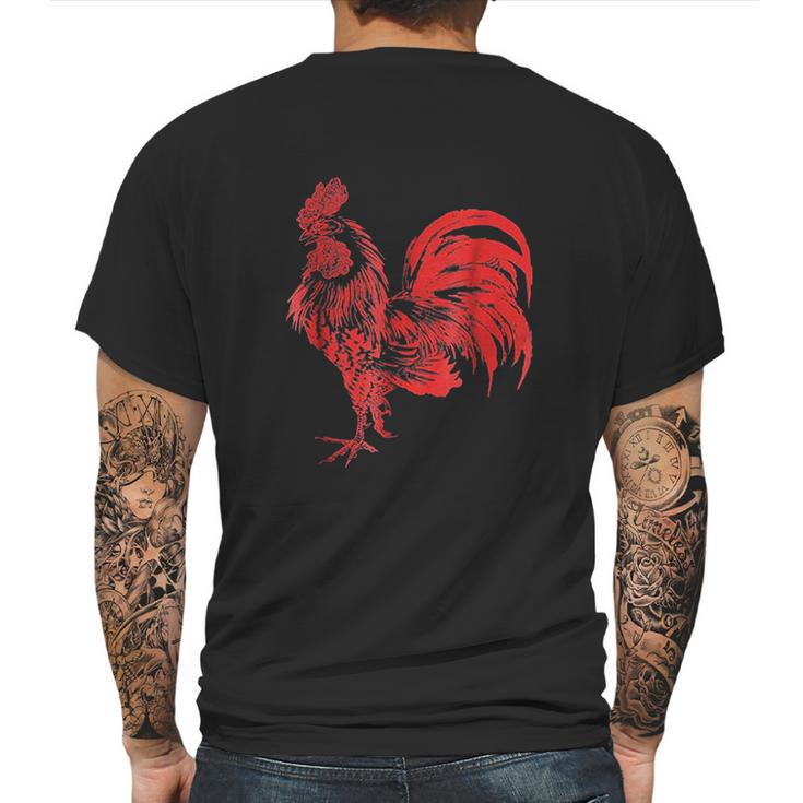 Red Rooster Cocky Vintage Rooster Mens Back Print T-shirt