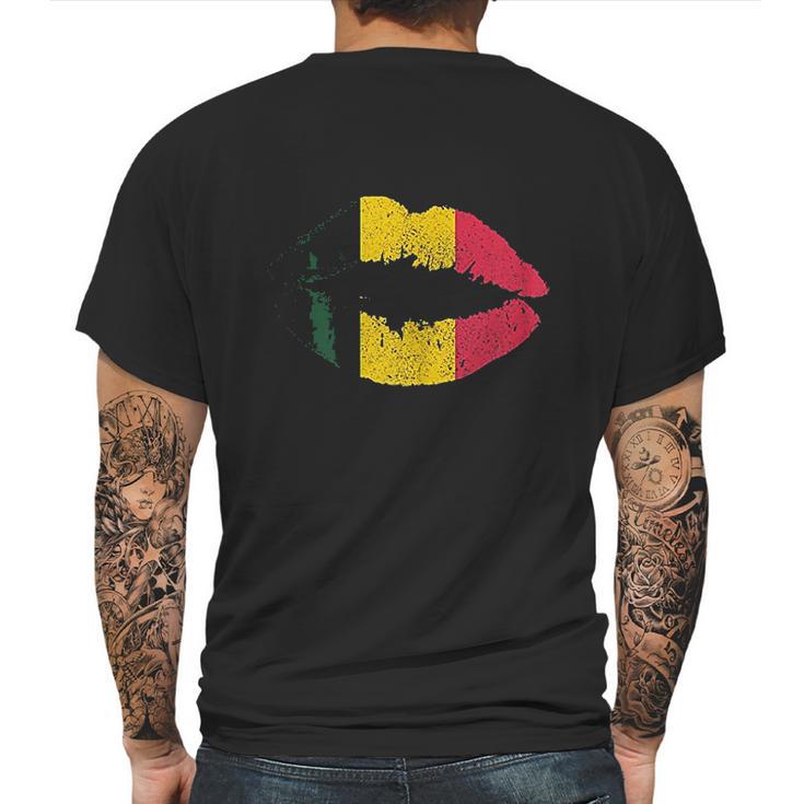 Reggae Kissing Lips Flag Rastafari Rasta Mens Back Print T-shirt