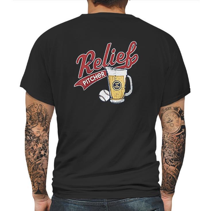 Relief Pitcher Mens Back Print T-shirt