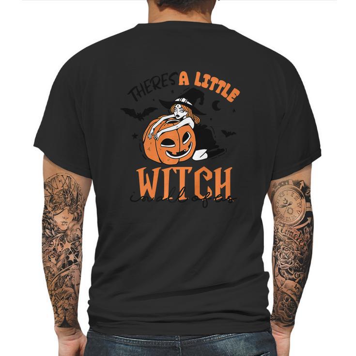 Theres A Little Witch In All Of Us Pumpkin Mens Back Print T-shirt