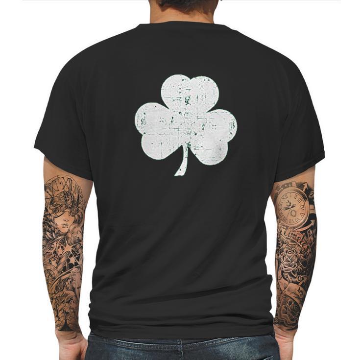 Retro Heather Green Distressed Shamrock Mens Back Print T-shirt