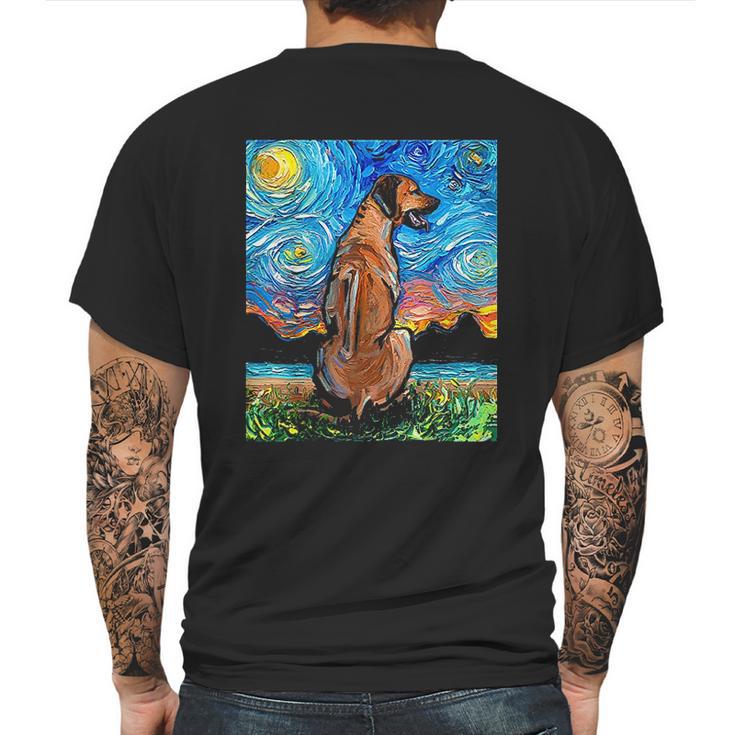 Rhodesian Ridgeback Starry Night Dog Official Art By Aja Mens Back Print T-shirt