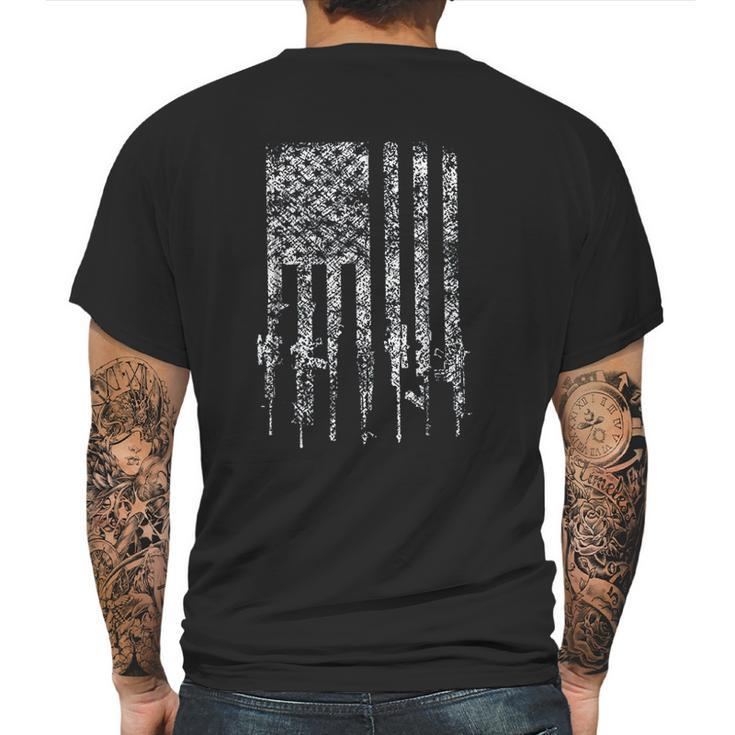 Rifle American Flag Pro Mens Back Print T-shirt