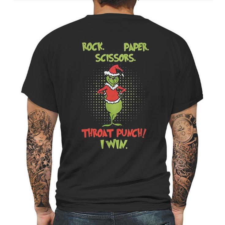 Rock Paper Scissors Throat Punch I Win Funny Grinch Mens Back Print T-shirt