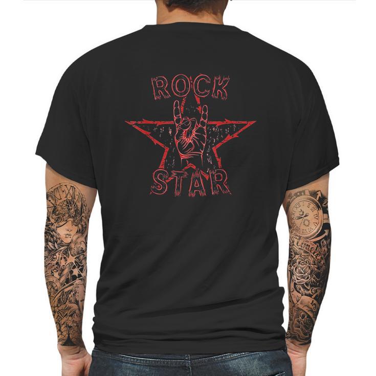 Rock Star Rock On Sign Mens Back Print T-shirt