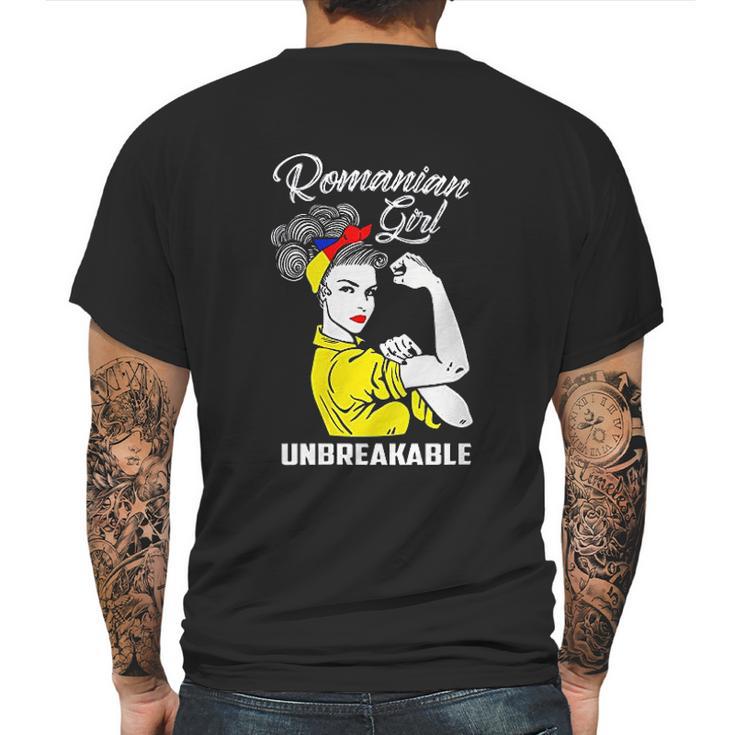 Romanian Girl Unbreakable Heritage Romania Flag Gift Mens Back Print T-shirt