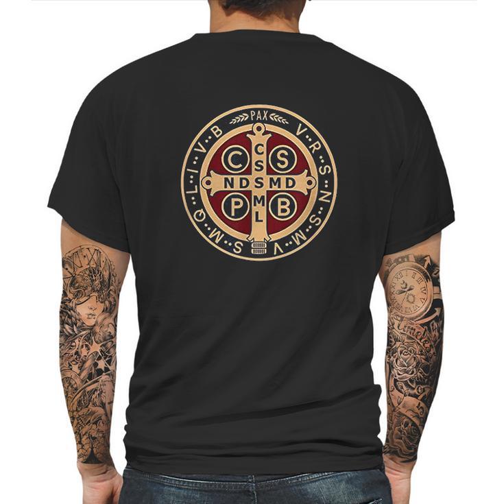 The Saint Benedict Medal Catholic Mens Back Print T-shirt