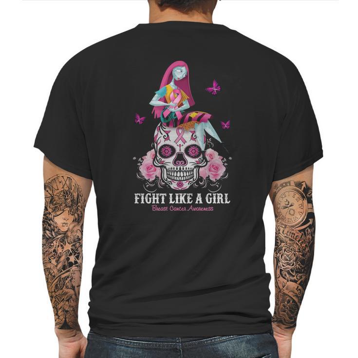 Sally Fight Like A Girl Breast Cancer Awareness Sugar Skull Shirt Mens Back Print T-shirt