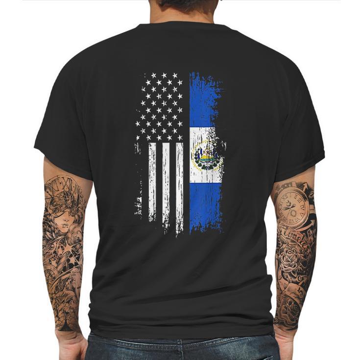 Salvadoran America Flag  El Salvador Usa Mens Back Print T-shirt