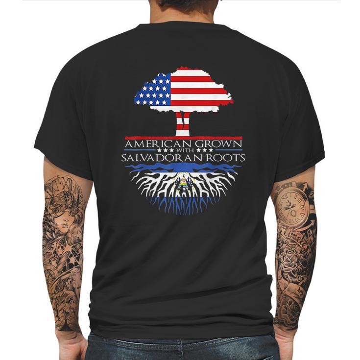 Salvadoran Roots American Grown Tree Flag Usa El Salvador Mens Back Print T-shirt