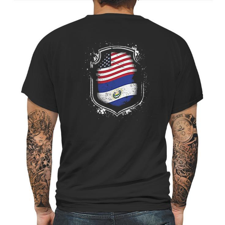 Salvadorian American Flags Of El Salvador And Usa Mens Back Print T-shirt