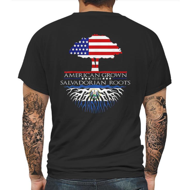 Salvadorian Roots American Grown Us El Salvador Flag Mens Back Print T-shirt