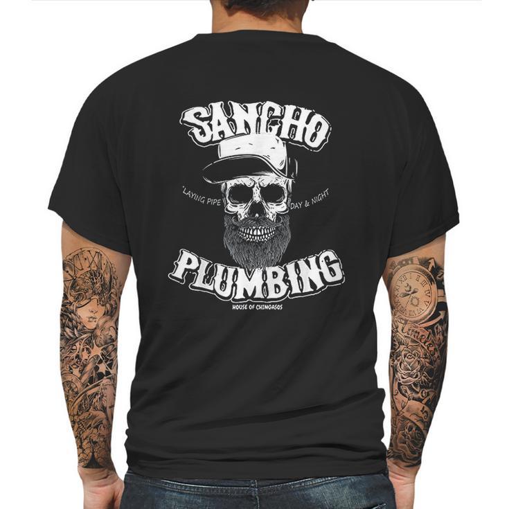 Sancho Laying Pipe Day And Night Plumbing Mens Back Print T-shirt