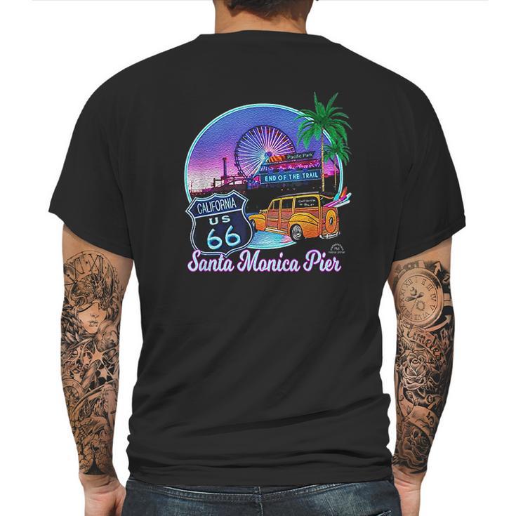 Santa Monica Pier Us Route 66 End Pacific Ocean Souvenir Mens Back Print T-shirt