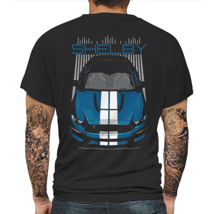 Shelby Gt350   Blue  White Mens Back Print T-shirt